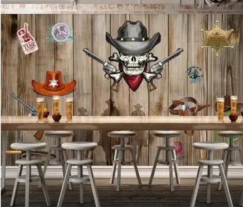 

Western cowboy wood wall TV sofa living room bedroom background wallpaper mural