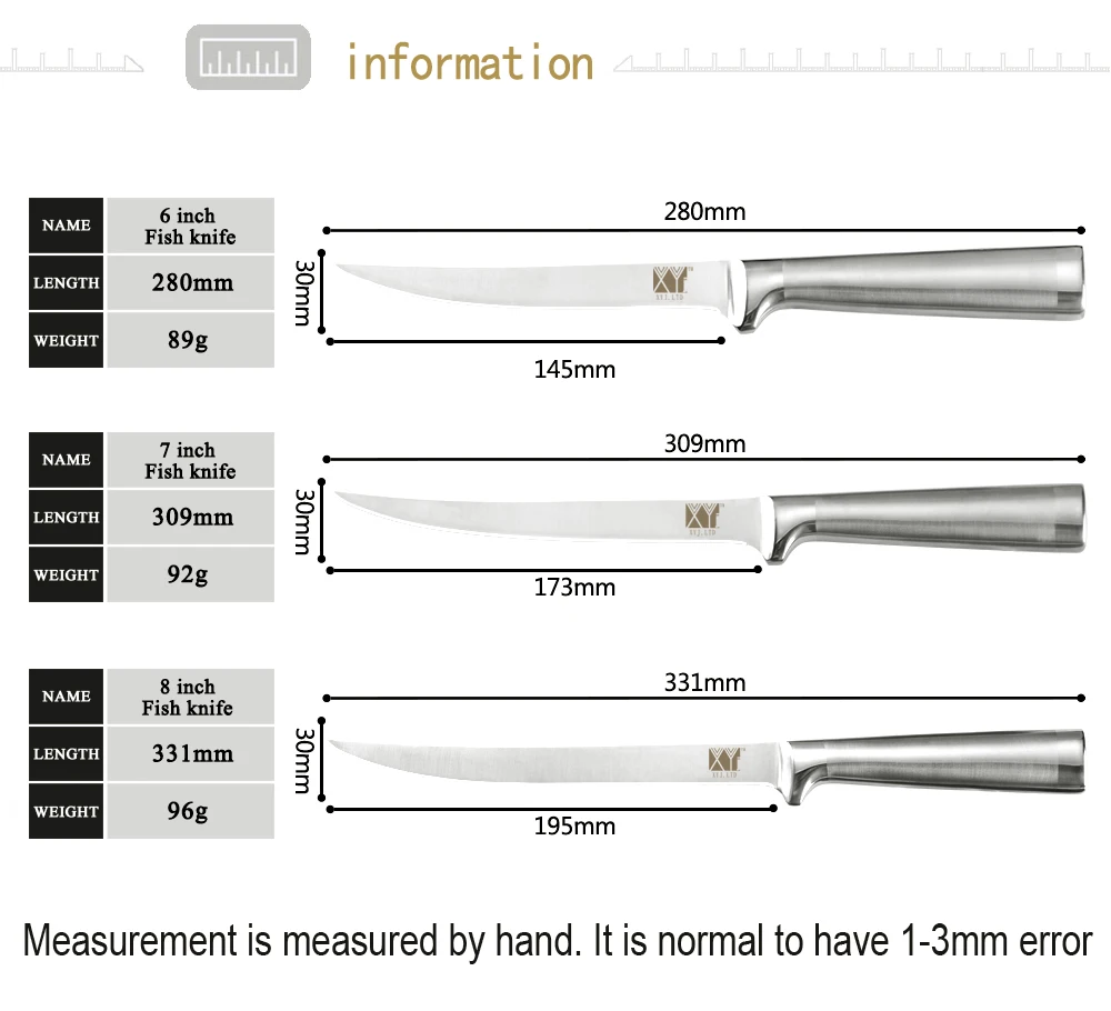 XYj филейный нож для рыбы 3cr13 кухонный нож из нержавеющей стали японский лосось сашими ножи потрошитель рыба Boing резак инструмент для приготовления пищи