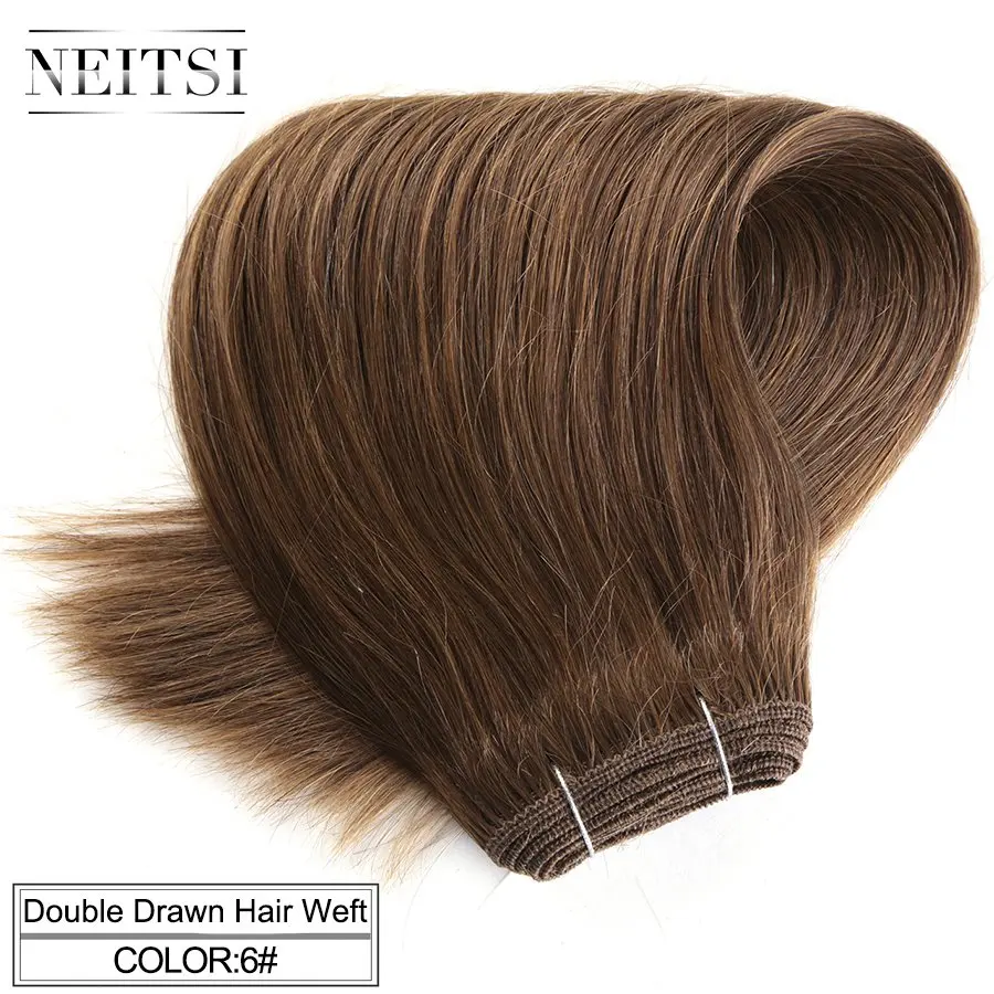Прямые человеческие волосы для наращивания Neitsi, двойные, 20 дюймов, 24 дюйма, 100 г/шт., черный блонд, пряди, быстрая - Цвет: #6
