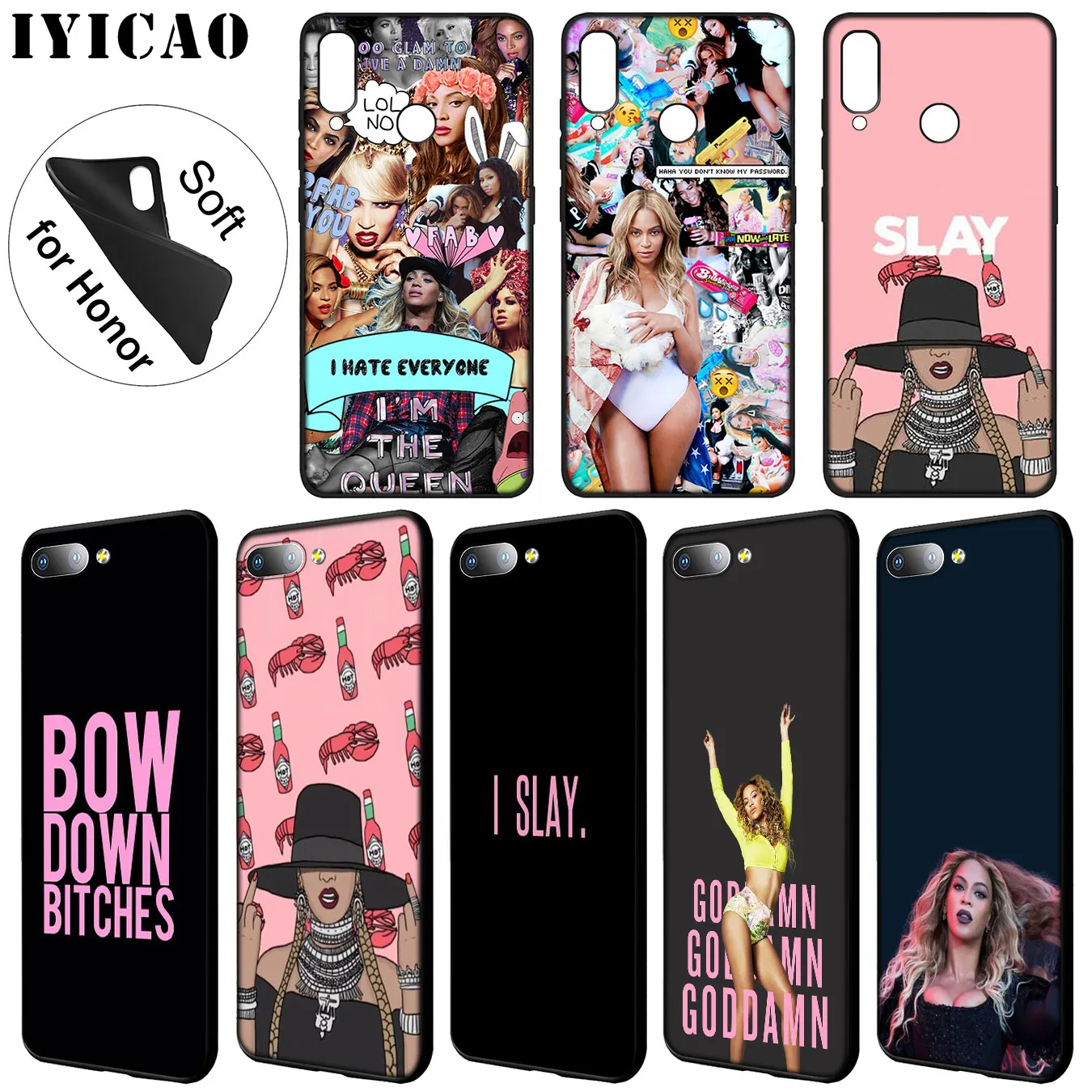Мягкий чехол для телефона IYICAO Beyonce Huawei Y9 Y7 Y6 Prime 2019 Honor 20 8C 8X 8 9 9X 10 Lite 7C 7X 7A Pro |