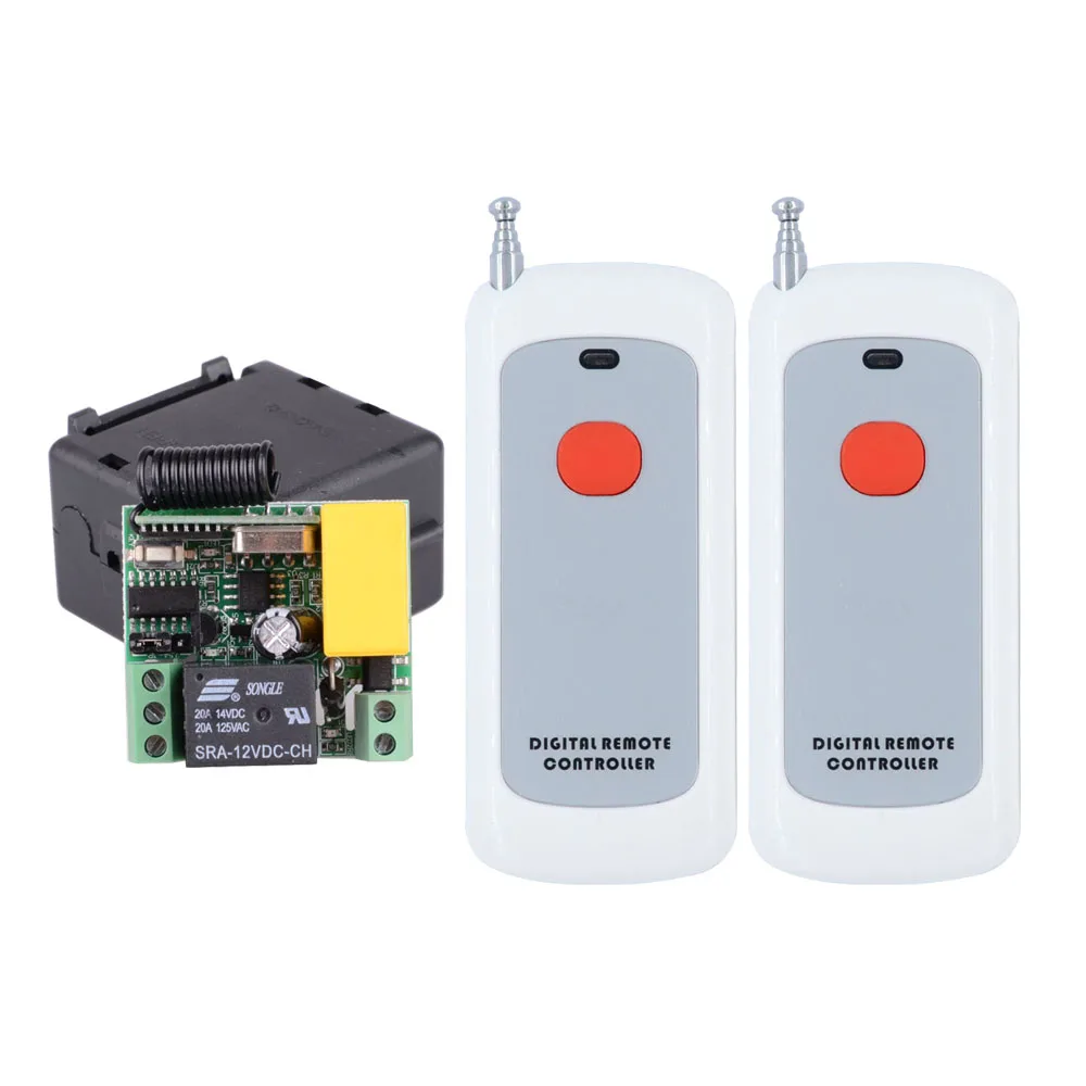 

433Mhz AC 220V 1 Channel Receiver Wireless Remote Control Light Switch 10A Relay Output Radio Module 200M Transmitter
