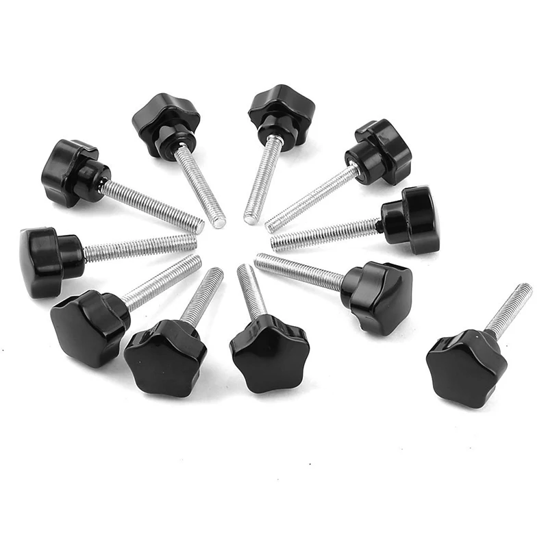 

M6 x 40mm Thread 25mm Dia Star Shaped Head Clamping Screw Knob x 11