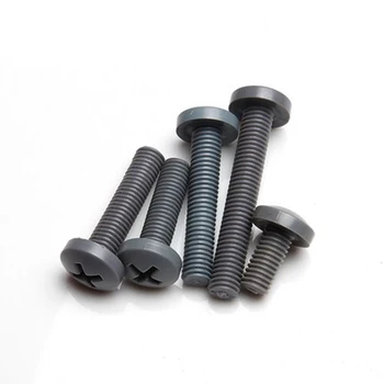 

M8 x (16-50mm) PVC Nylon Phillips Plastic Round Pan Head Screw Cross Screws PHIL Bolts Gray color