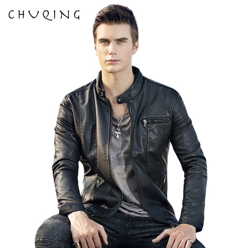 

CHUQING Autumn New Men's Casual Leather Spring and Autumn Coat Korean Slim Trend Handsome Youth Leather Jacket