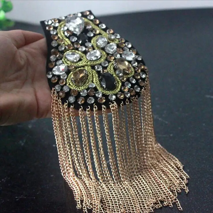 

2pcsNew clothing ingredients beaded diamonds embroidered epaulettes tassels cloth coats shoes and hats bags accessories clothing
