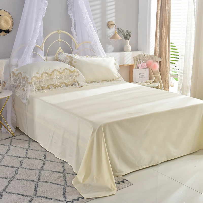 Waliicorners Super soft washed silk Bedding Set Duvet Cover Sheet/fitted sheet Pillowcase King Queen Size lace Bed Linen 22 DSC_1112