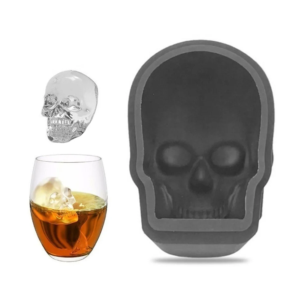 Buy 1pc Big 3D Skull Ice Tray Mold Silicone Ice Cubes