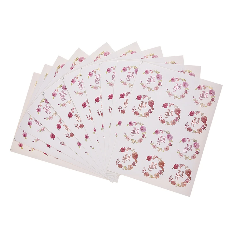 

10pcs/set Two-Color Wreath Thank You Seal Stickers Baking Cake Non-Setting Adhesive Label Hand Made Gift Stickers