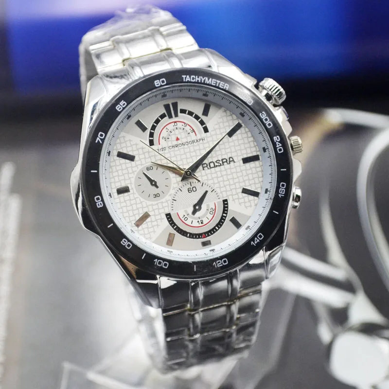 Jhlf Men's Women Three Eyes Six Needles, Steel Belt, Quartz Business Watch, Multi-function Life Waterproof