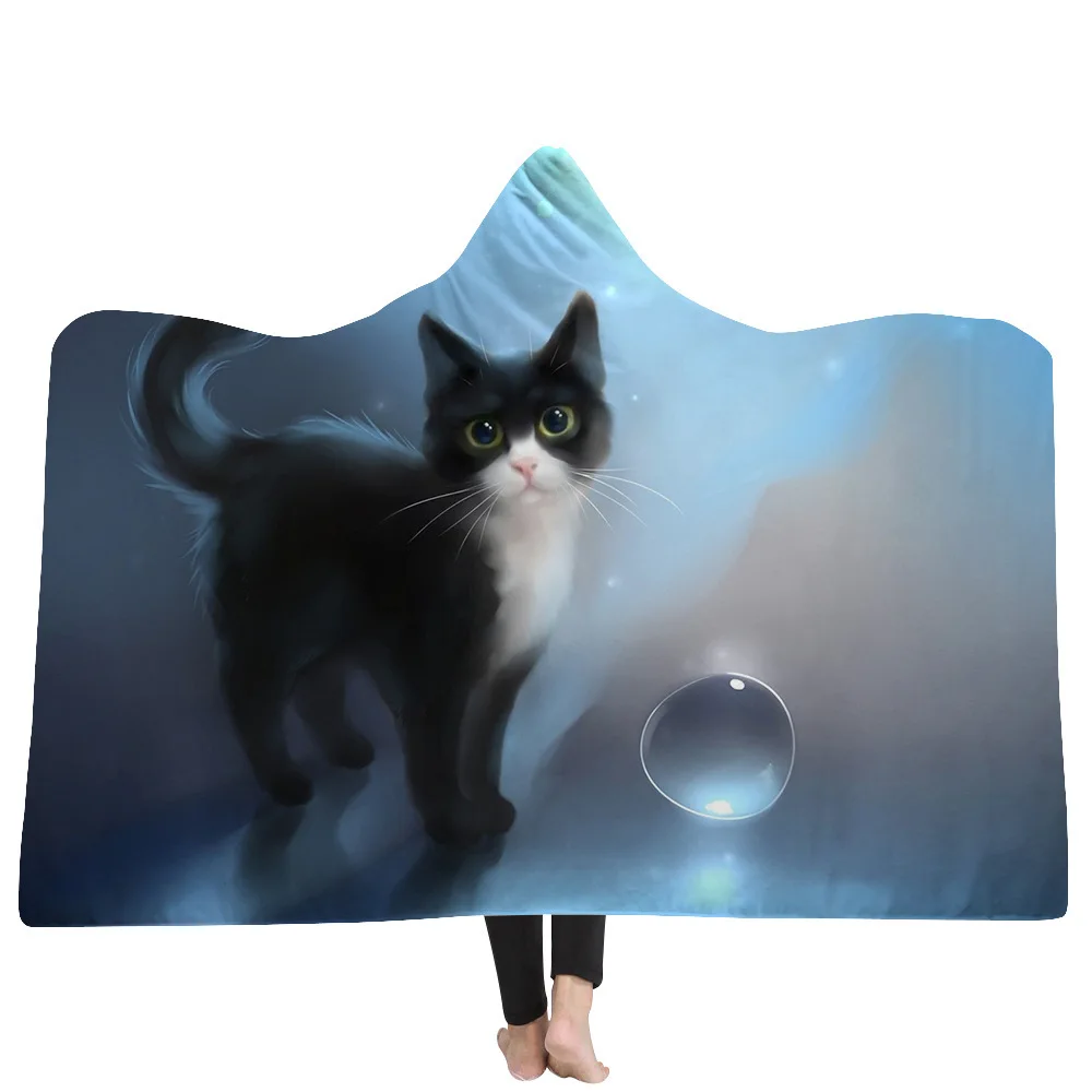 Одеяло с капюшоном для домашних животных, кошек, собак, уплотненное бархатное плюшевое шерстяное одеяло, семейное одеяло для детей, теплое одеяло с капюшоном - Цвет: 18
