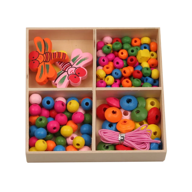 1 коробка разноцветные бусины из натурального дерева для изготовления ювелирных изделий подходят DIY Детские ожерелья браслеты ручной работы детские игрушки ремесла - Цвет: 4