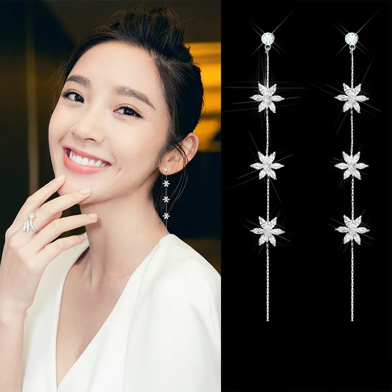 

Classic Rhinestone Water Drop Women Dangle Earrings Long Tassel Earrings For Women Drops Earrings Fashion Jewelry 2017