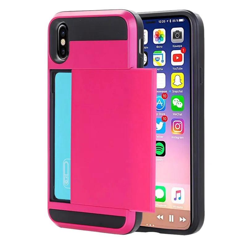 Новый Модный чехол для мобильного телефона iPhone XS Max XR Armor с держателем карт слотом