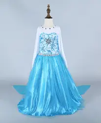 Аниме карнавал Пурим Эльза одежда принцессы карнавальный костюм Голубое Платье для маленькой девочки