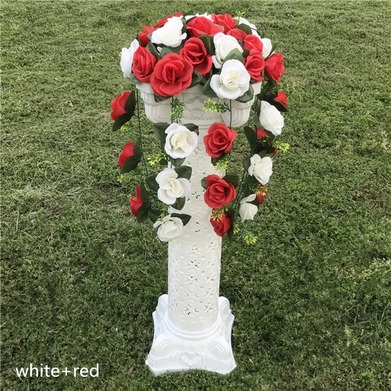 Новое прибытие Upscal римская колонна+ Искусственные розы наборы букетов дорога ведущий столб для свадебных декораций