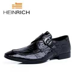 Генрих Италия Мода Дизайн из натуральной кожи с пряжкой обувь Для мужчин Туфли без каблуков вечерние свадебные Бизнес мужские лоферы Zapatos