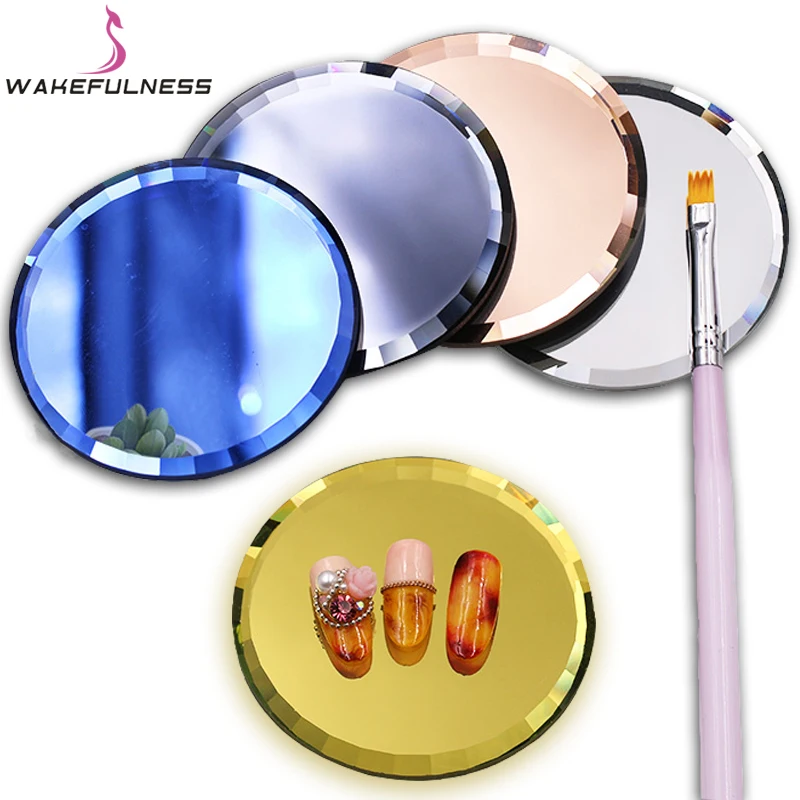 

1Pcs Mirror Glass Color Palettes False Nail Tips Display Board Tool Practice Showing Shelf Manicure Nail Art Tool(5Colors)