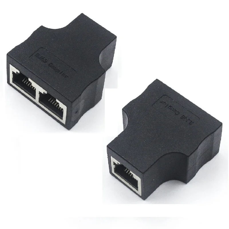 Wholesale 10pcs/lot RJ45 female to female 1 To 2 Ways RJ45 LAN Ethernet Network Cable Female Splitter Connector Adapter