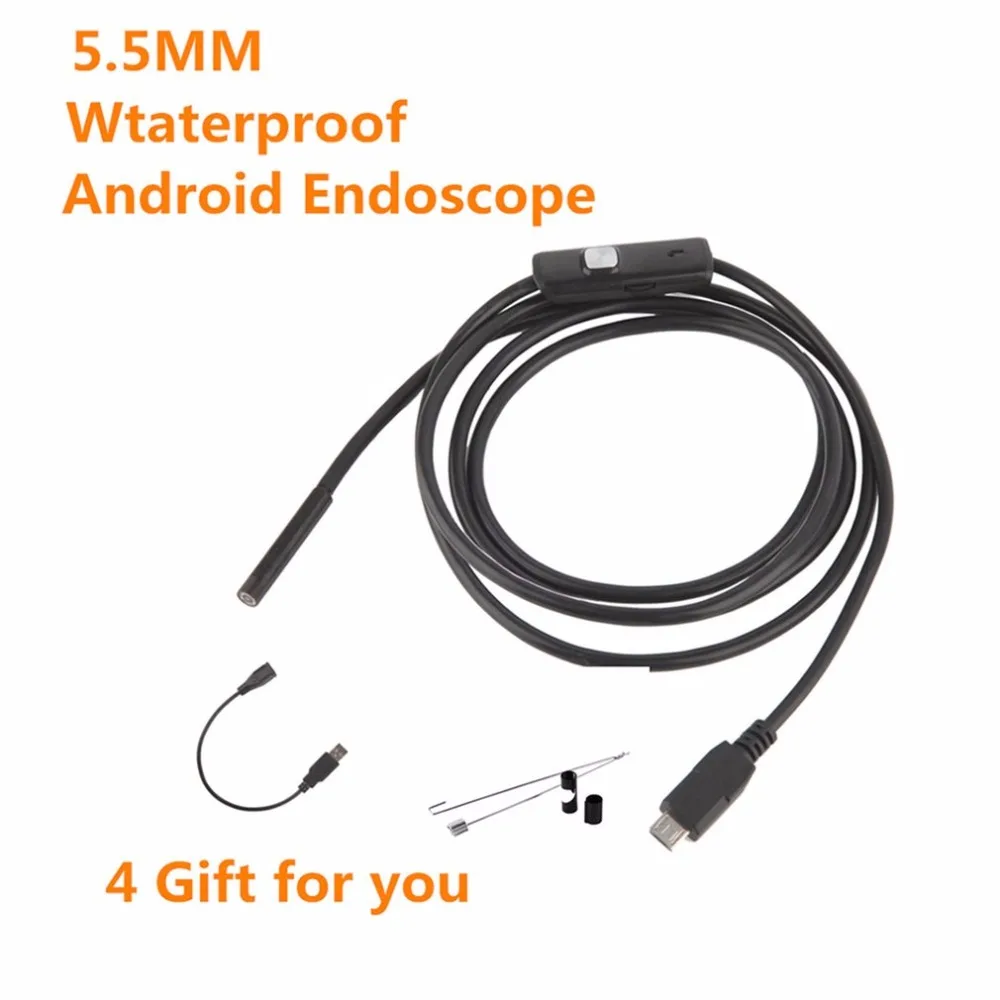 2 в 1 разъем Android мобильный телефон эндоскоп электронный эндоскоп 5,5 мм объектив 1 М 1,5 м 2 м 3,5 м 5 м эндоскоп с 6 шт. Светодиодный Фонари