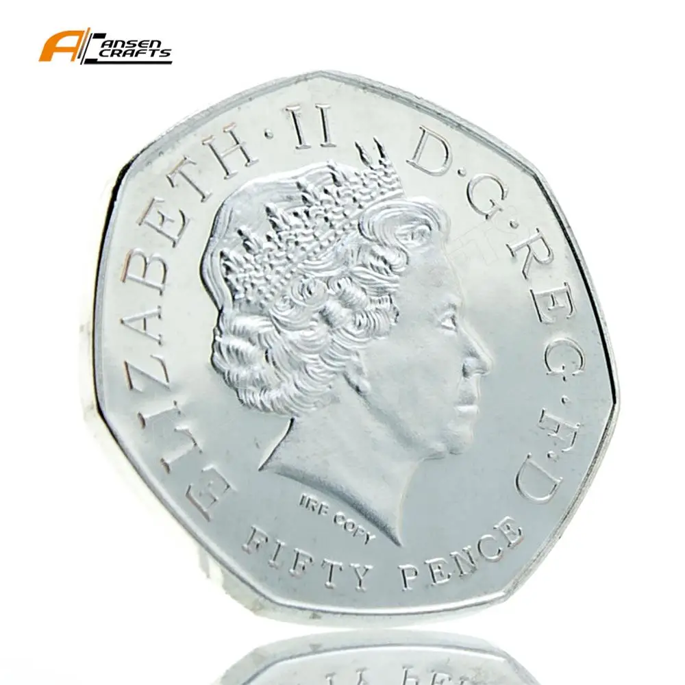 Kew сад 50 P Fifty Pence Elizabeth II EIIR II 2009 Британский посеребренный позолоченный Имитация монеты