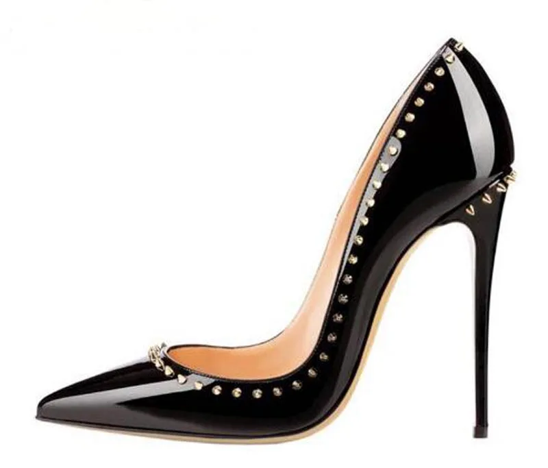 black heels with gold toe