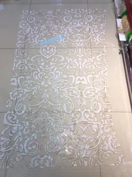 

high quality David-110614 African sequins lace fabric with glued glitter nice design net lace fabric