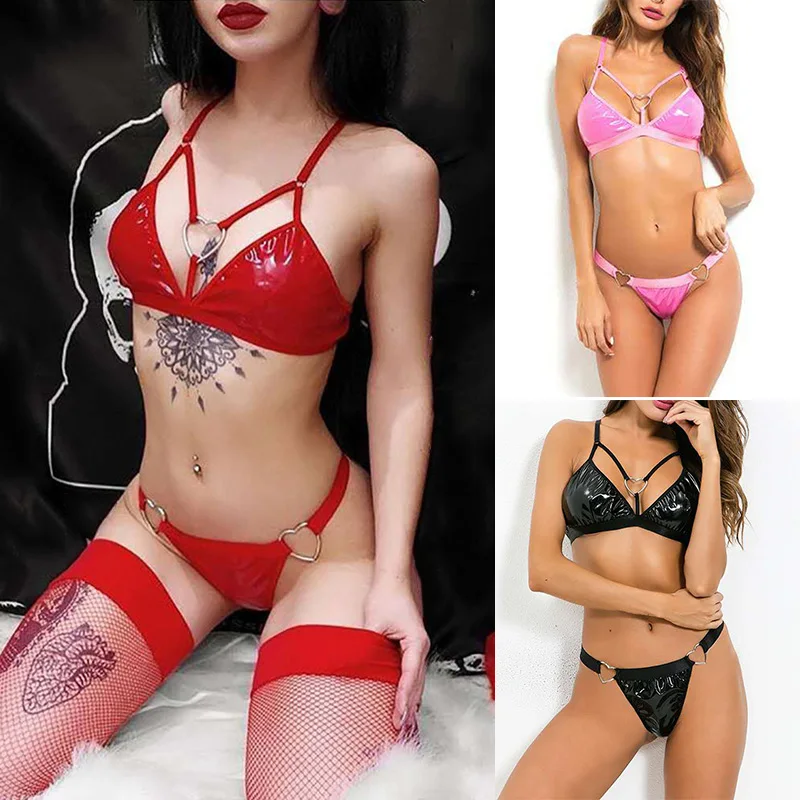 Новое Женское нижнее белье из пвх сексуальное имитация лакированной кожи