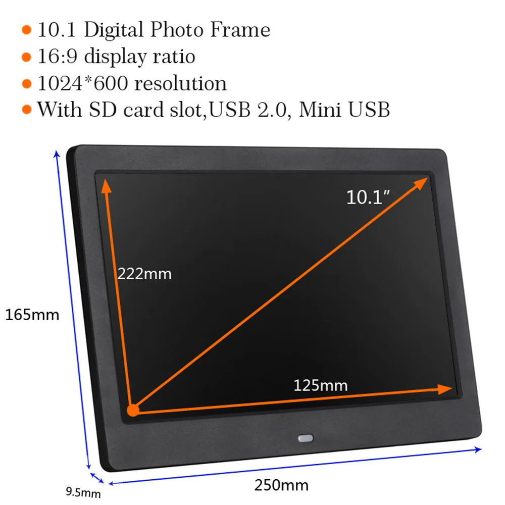 EstgoSZ 10 дюймов светодиодный Экран цифровая фоторамка HD1024* 600 мульти Функция музыка кино Фото Видео Дисплей Семья электронный альбом