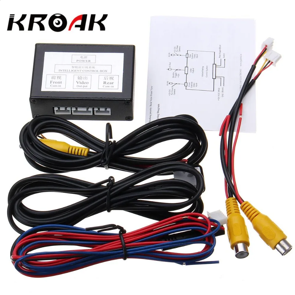

Car Parking Camera Video 2 Channel Converter Auto Switch Front /Side/Rearview Rear View Camera Video Control Box with Manual