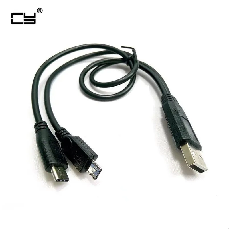 USB папа к 3 1 C Type & Micro сплиттер зарядный удлинитель 30 см|Компьютерные кабели и