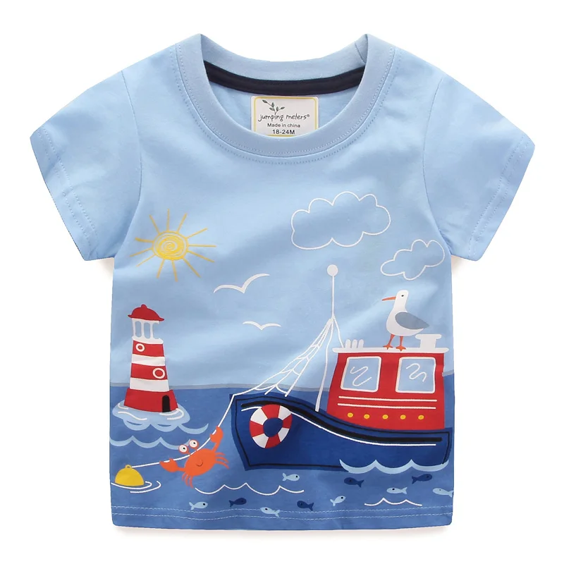 Летняя новая модная футболка с рисунком для малышей Детская футболка для мальчиков мультфильм Динозавр Футболка с принтом топы, футболки - Цвет: 7803B