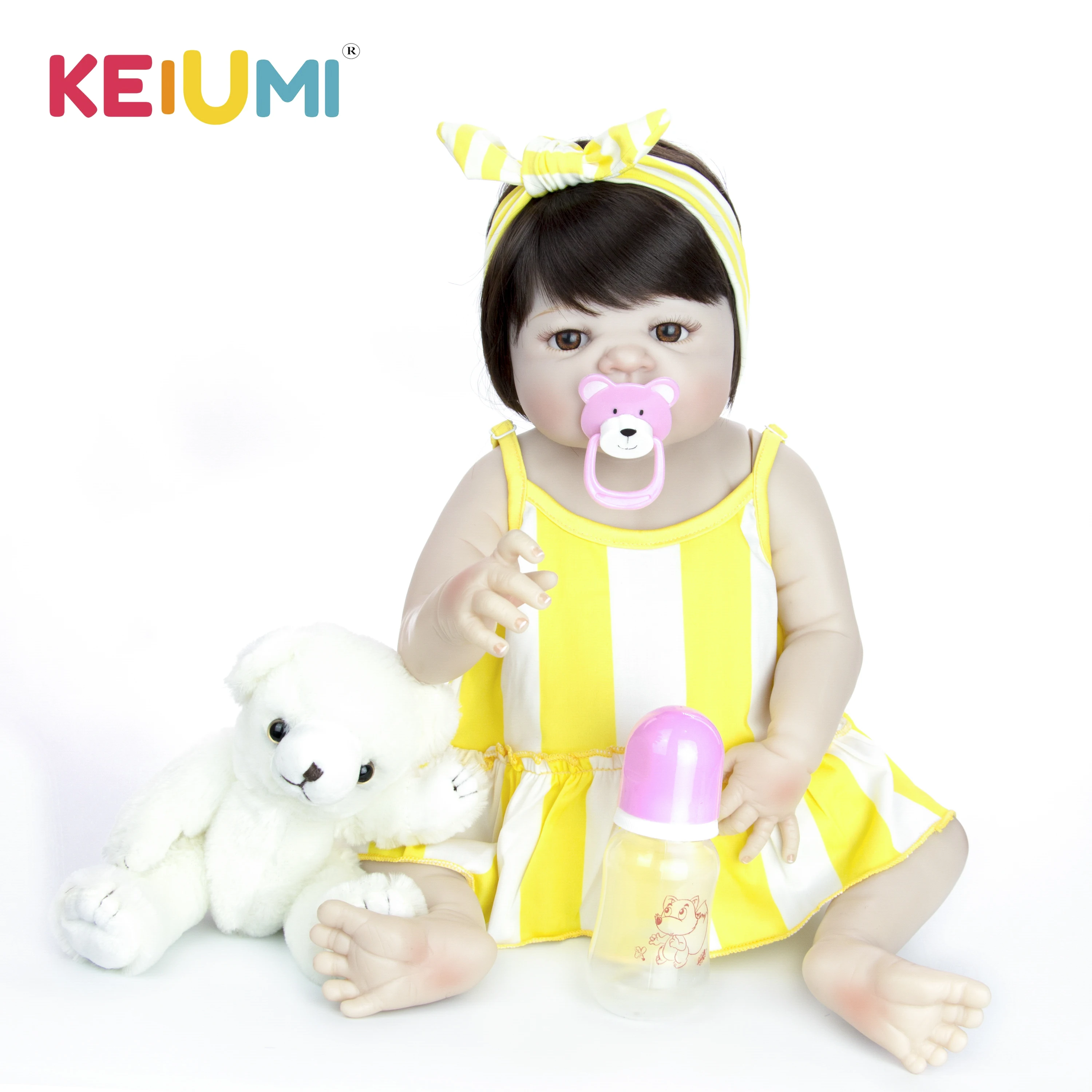 

KEIUMI Full Silicone Reborn Baby Dolls 23 Inch 57cm Vinyl Body Reborn Doll Reborn Menina DIY Toy For Girl Birthday Gift