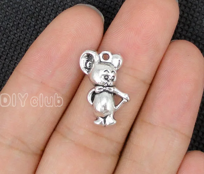 

80pcs-Antique Tibetan Silver Mouse Charms Pendant 21x12mm