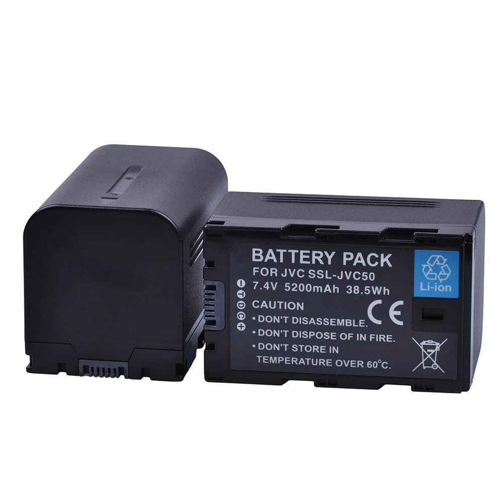 2x5200mAh SSL JVC50 Аккумулятор для JVC JVC70 GY HMQ10 LS300 HM200 HM200U HM250|Цифровые аккумуляторы| |