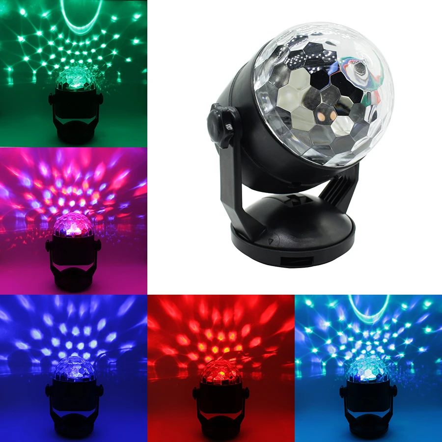 

DC 5V Mini RGB LED Stage Disco Light Ball USB Magic Strobe Show Home Party DJ Lamp Laser Projector Moving Head Voice Activated