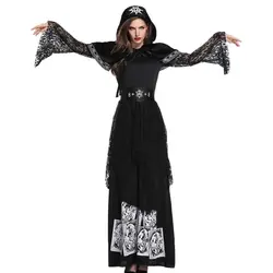 Костюмы для косплея Хэллоуин Смерть Призрак невесты ведьма демон вампир Форма Платье темно V черная обувь для вечерние Для женщин макси