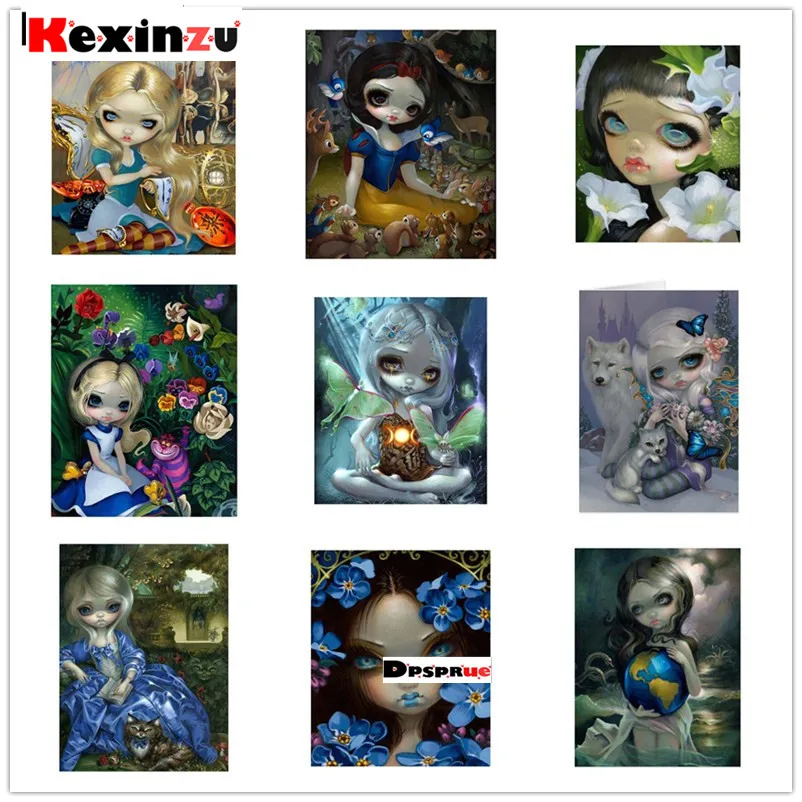 

Full Square/Round 5D DIY 3D Diamond Embroidery Cartoon Girl Big Eyes Diamond Painting Cross Stitch Mosaic Decor Gift