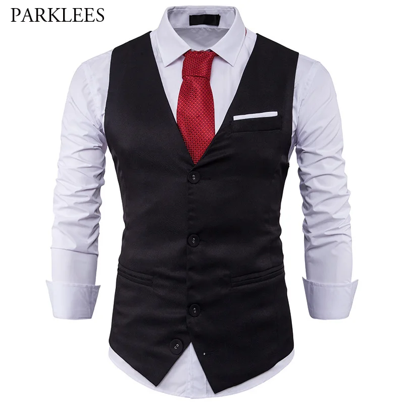 Good Deal Suit Vest Blazer Waistcoat Colete Slim-Fit Classic Wedding Male Mens Sleeveless Business rBK0A0My