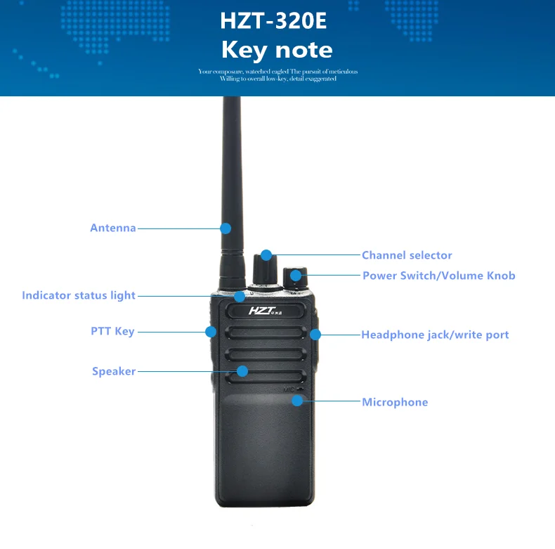 Walkie-talkie HZT-320E тонкий корпус на большие расстояния Civil двухсторонняя рация четкое качество звука и долговечность