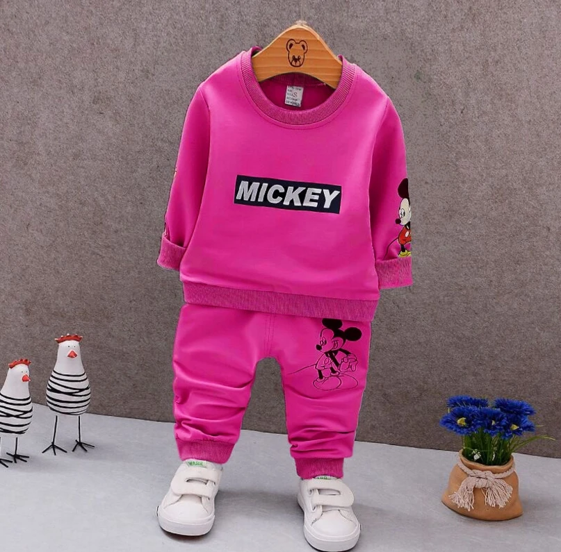 الخريف الفتيان مجموعة ملابس ميكي الطفل الأطفال الأزياء القطن Sweatershirt T قميص و السراويل الدعاوى الاطفال الملابس مجموعات زي