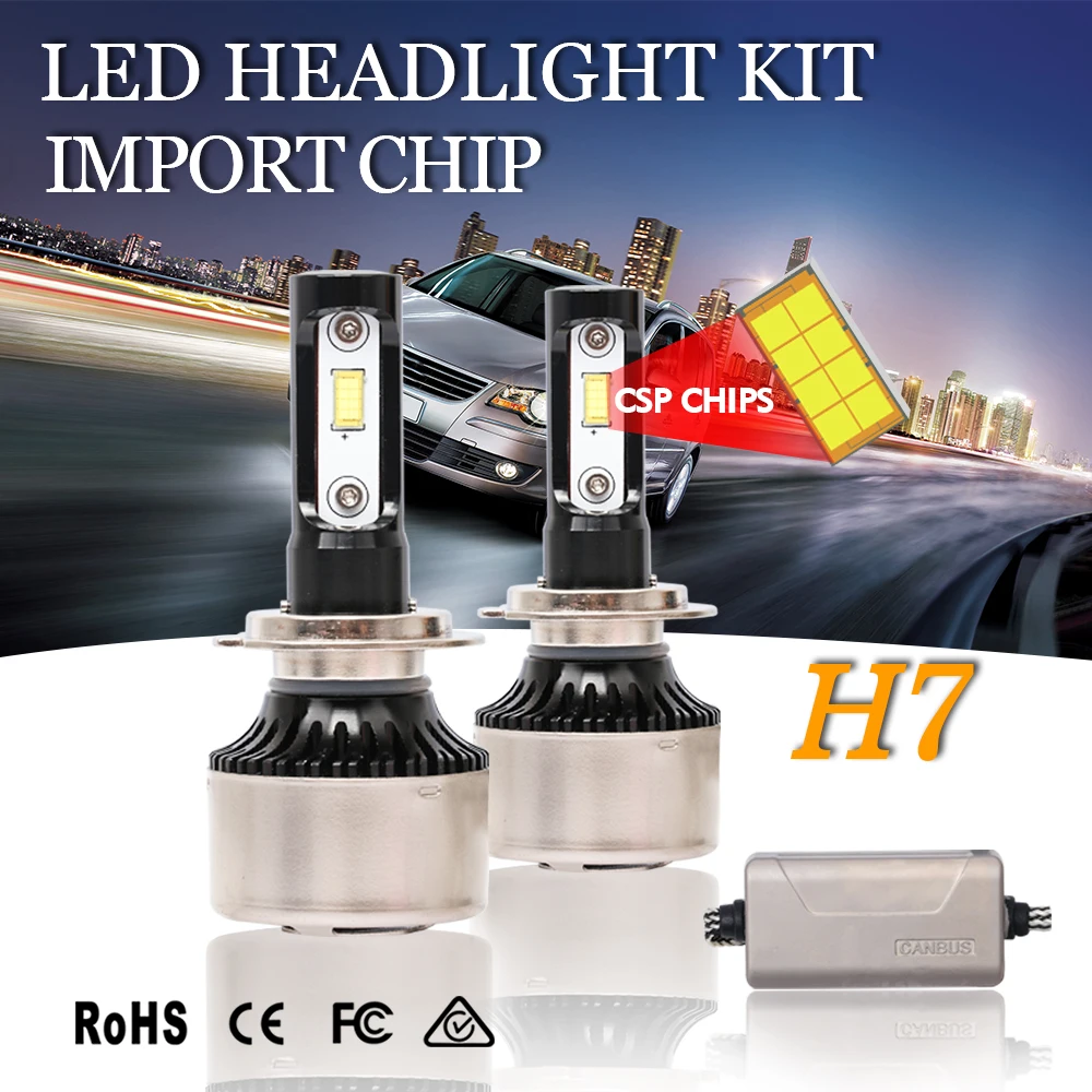 

2018 New Arrival 2pcs CSP 180W h7 h11 led with Canbus Bulbs Car Headlight Kit 12000LM HB3 Headlamp Fog Light 9005 9006 No error