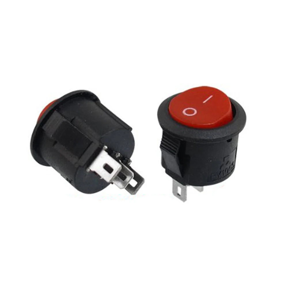 

WSFS Hot Sale 10 pcs SPDT Black Red Button On/On Round Rocker Switch AC 6A/125V 3A/250V