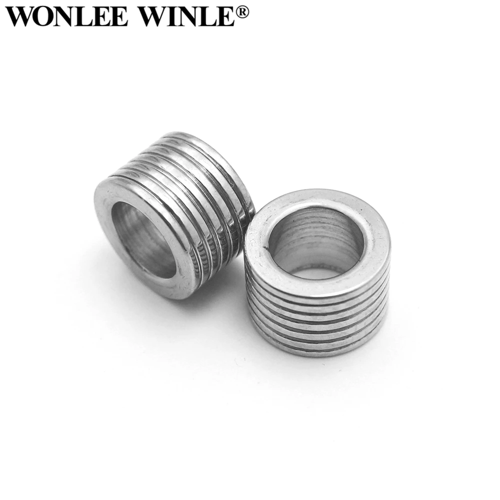 

Wonlee Winle Stainless Steel 8mm hole Round Screw Beads Spacer Charms For Men Leather Bracelet Jewelry Making(Without Bracelet)
