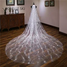 Вуаль для свадьбы, свадебная фата с гребнем, блестящая Фата для невесты, 3,5 метров X 3 метров, слоновая кость, Veu de Noiva Longo