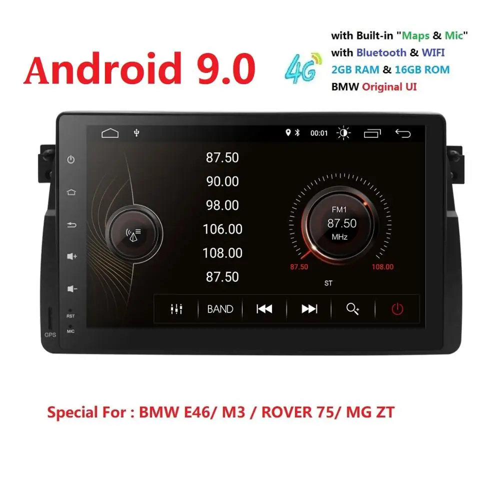

Auto Multimedia Player 2 Din Android 9.0 For BMW 3 M3 E46 Rover 75 MG ZT 4 Cores 2GB RAM Car GPS DVD Radio USB DVR FM DSP SWC BT