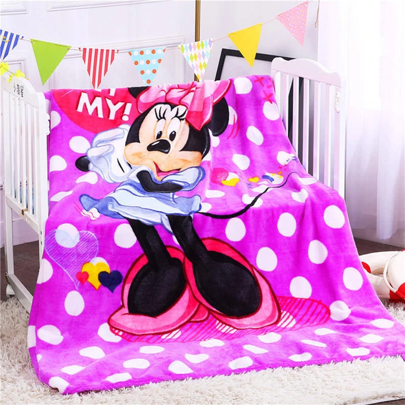 Disney светло-розовое плюшевое пушистое тонкое одеяло Минни Маус для девочек, летнее покрывало, покрывало, простыня на кровать, диван