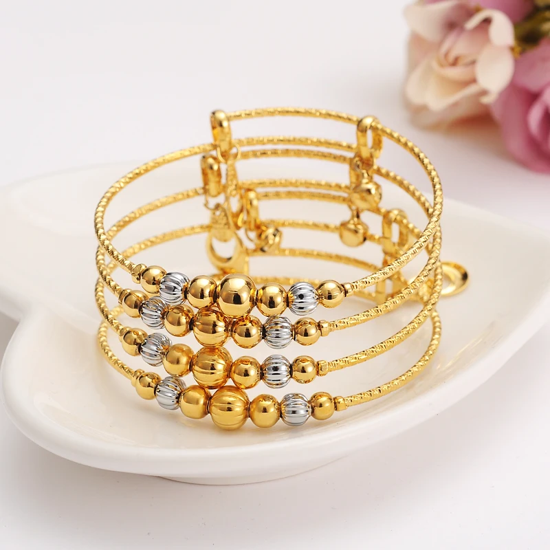 Women Girl Charm Flower Beads Bell Silver Bracelet Bangle Jewelry Gift New