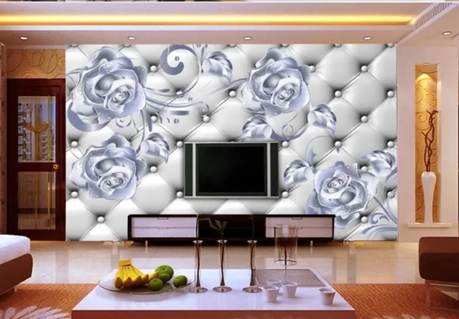 Silver flower soft pack 3D background wall rose flower wallpapers for bedroom living room Silver flower soft pack 3D background wall rose flower wallpapers for bedroom living room