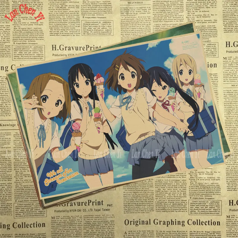 Японское аниме K-ON матовая крафт-бумага плакат украшение интерьера живопись