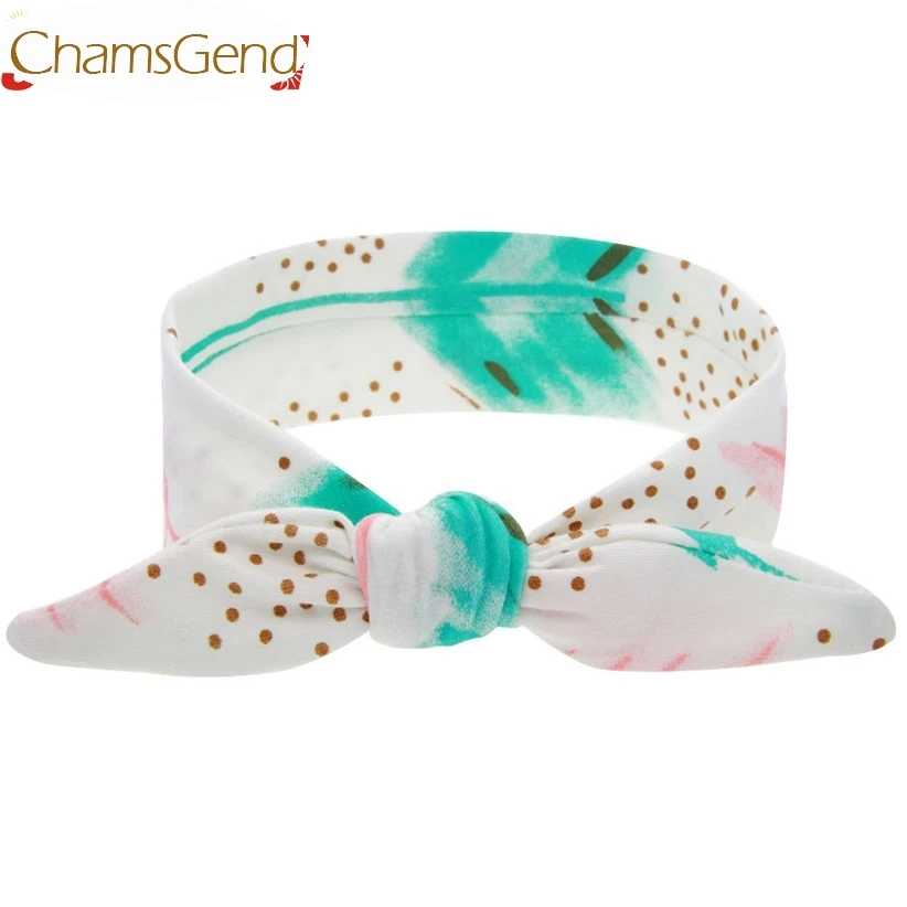 Cute Baby Printing Intersect Rabbit Ears Elastic Cloth Girls Headbands Headdress